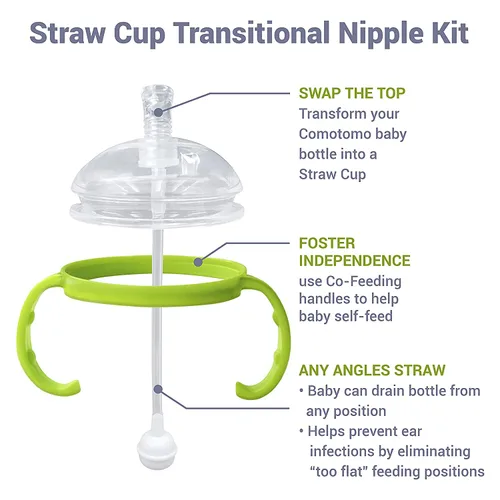 Vista 7 de Ultimate Weaning and Transitional Nipple Kit compatible con biberones Comotomo de 5 oz y 8 oz a partir de 4 meses
