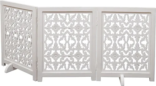 Vista 16 de Puerta independiente para mascotas para perros, puerta plegable de madera para perros para casa, puerta interior para perros para escaleras