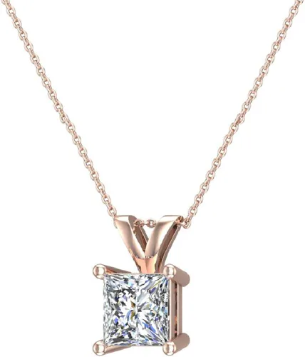Vista 3 de Glitz Design Collar con colgante de diamantes de talla princesa para mujer, oro de 14 quilates (G,I1)