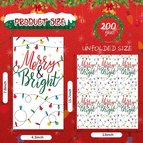 Vista 2 de Sherr Paquete de 200 toallas de papel navideño de 2 capas, 4.3 x 7.9