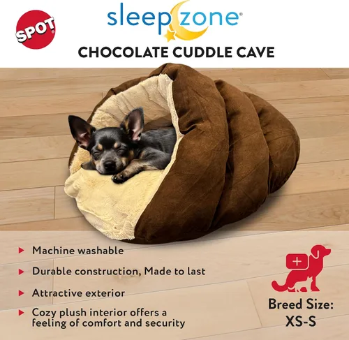 Vista 3 de SPOT Sleep Zone Cuddle Cave - Cama para mascotas Interior suave y afelpado para gatos y razas de perros pequeños Exterior de gamuza sintética
