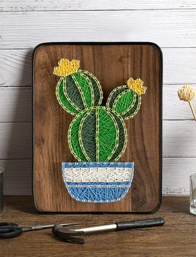 Vista 5 de BAZIMA ALICE Kit de arte de cuerda para principiantes, kit de manualidades de cactus en maceta, regalo único, kit de manualidades para vacaciones