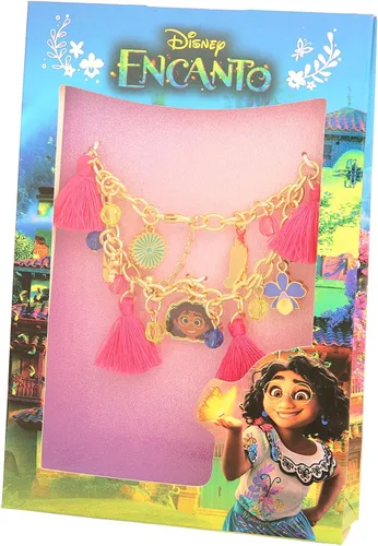 Vista 6 de Disney Encanto - Pulsera Encanto con dije Mirabel y borlas - Pulseras con dije para niñas, Metal, Sin gemas.