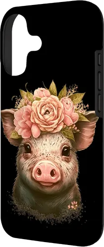 Vista 2 de Pig with Leopard Headband Flower Cute Pig Lover Case for iPhone 17