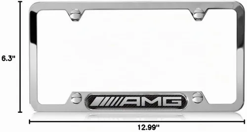 Vista 2 de Genuinamente Mercedes Benz AMG Marco para Placa de Acero Inoxidable con Detalles de Fibra de Carbono