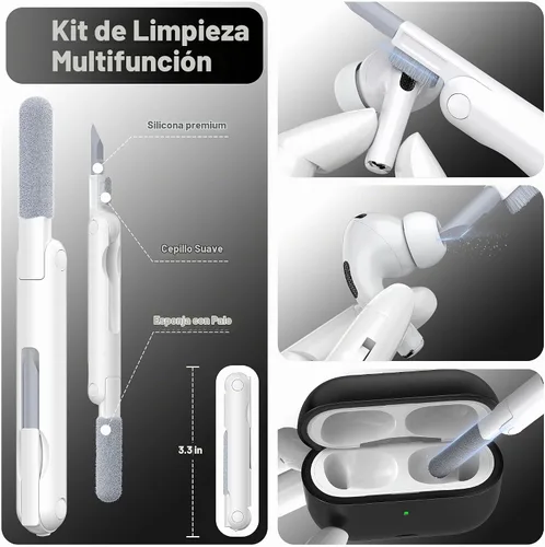 Vista 7 de Funda AirPods Pro de 2ª/1ª generación con kit de limpieza (HaloLock), soporte ajustable antideslizante, revestimiento antihuellas y precisión
