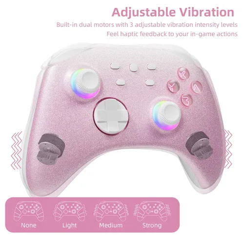 Vista 5 de Gradient Pink Wireless Switch Controller Compatible with Nintendo SwitchOLEDLite Steam Deck, Mytrix Pro Controller with Turbo, Motion, Vibration