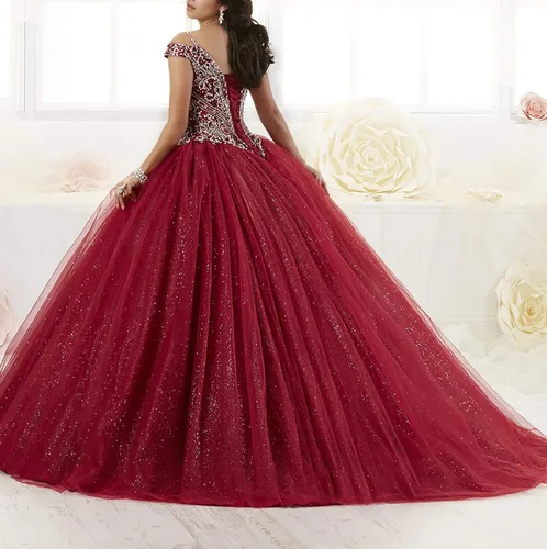 Vista 3 de Graceprom - Vestido abombado de quinceañera de cristal para mujer