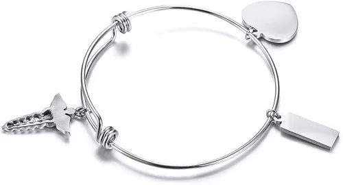 Vista 4 de XUANPAI Pulsera extensible para cáncer de mama sin aguja o presión arterial en el brazo izquierdo, identificación de alerta médica, Diamante