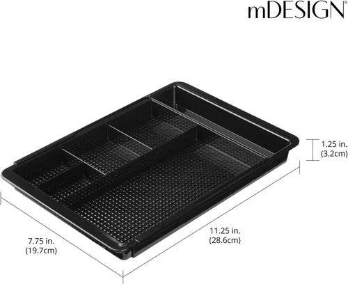 Vista 4 de mDesign Organizador de cajones de plástico expandible y contenedor de almacenamiento para suministros de oficina, lápiz de gel, marcador