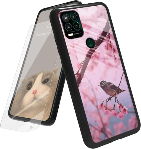 Vista 35 de Funda para Motorola Moto G Play 4G 2024 con protector de pantalla, parte trasera de vidrio templado + funda de silicona suave TPU absorción