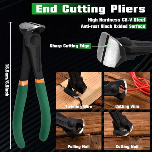 Vista 2 de Juego de 3 extractores de uñas de 6 pulgadas, alicates de corte de extremo de 6 pulgadas, alicates de extractor de uñas de 9 pulgadas, abrazadera
