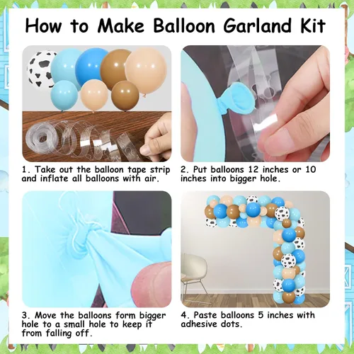 Vista 6 de Decoraciones de baby shower de animales de granja azules – Kit de arco de guirnalda de globos de animales de granja con fondo de bienvenida