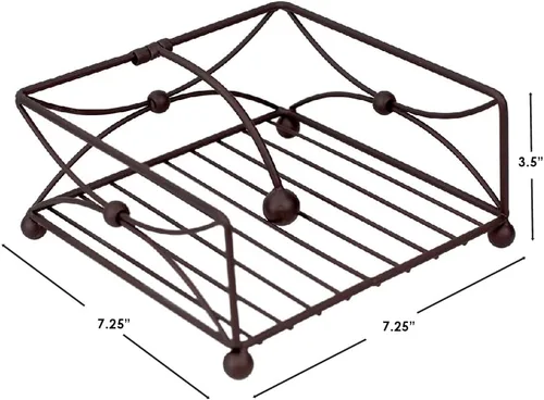 Vista 5 de Home Basics Arbor Collection - Servilletero rústico plano de acero con brazo giratorio pesado, dispensador de almacenamiento para encimera
