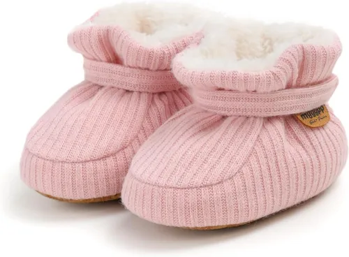 Vista 26 de Botines de forro polar para bebés, niños y niñas, pantuflas antideslizantes con agarre suave, zapatos de calcetín para recién nacidos, cuna