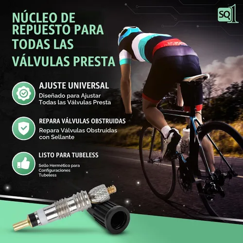 Vista 2 de Square1 Presta Kit de núcleo de válvula -10 núcleos de válvula Presta universalmente compatibles, 1 herramienta de extracción de núcleo de válvula