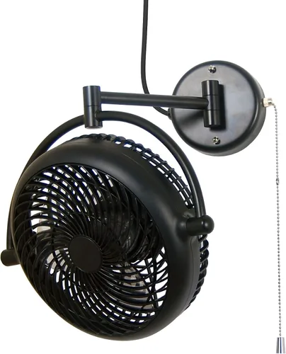 Vista 2 de VIVI- Ventilador giratorio de montaje en pared de 8 pulgadas con brazo plegable (negro)