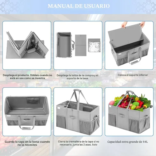 Vista 7 de LUVHOMEE Bolsa grande utilitaria, paquete de 2 bolsas reutilizables para comestibles, resistentes, bolsa de mano estructurada resistente