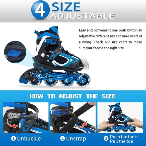 Vista 14 de MammyGol Patines en línea ajustables para niños y niñas, patines con ruedas iluminadas de 4 a 16 años