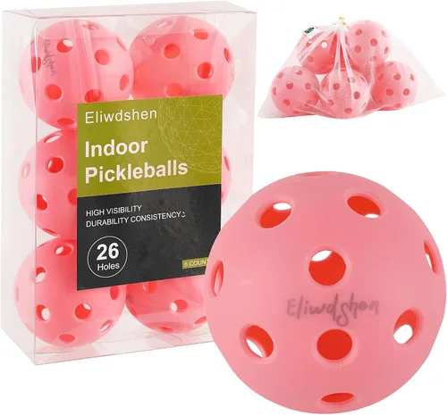 Vista 4 de Pelotas de pickleball para interiores, resistentes a las grietas, 26 agujeros, paquete de 6, paquete de 12 unidades, fabricadas según los estándares