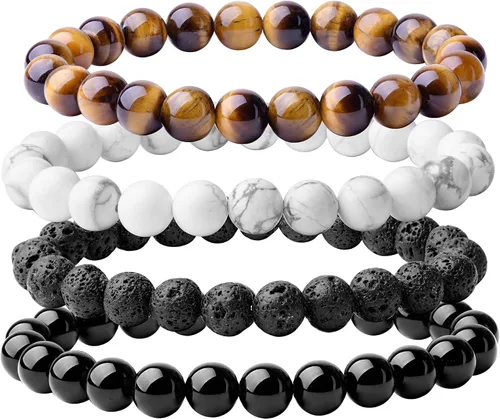Vista 2 de WRCXSTONE - Pulsera elástica de cuentas de cristal curativo de 8mm.