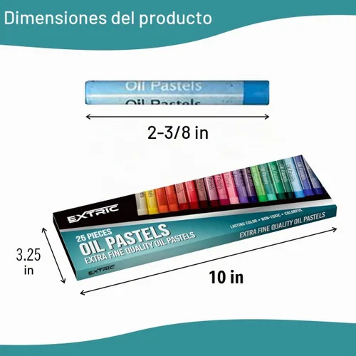 Vista 3 de EXTRIC Soft Pastels 25 Colors, Kids and Artists Oil Crayons