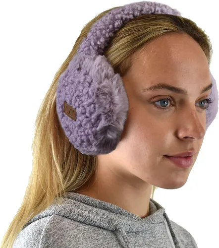 Vista 29 de C.C - Lindas orejeras con diadema ajustable para invierno, calentador de orejas suave Rombos azul marino
