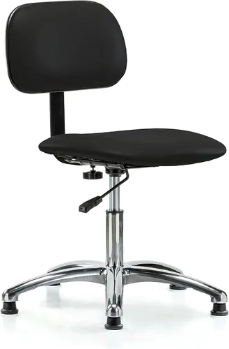 Vista 66 de Perch - Silla de laboratorio cromada con respaldo ajustable, altura del escritorio de 17 a 22 pulgadas, tela negra