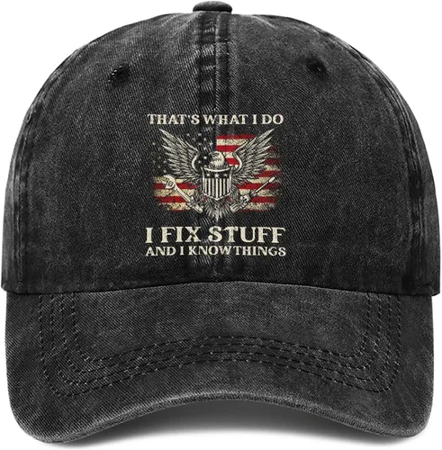 Vista 6 de I Fix Things Hat, I Fix Stuff and Know Things Sombrero para hombres, Thats What I Do I Fix Stuff Hat, Hat I Fix Stuff 8 (negro)
