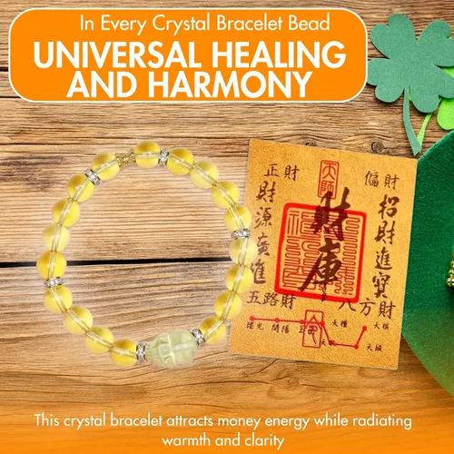 Vista 7 de Feng Shui - Pulsera de citrino del zodiaco para buena suerte y riqueza, pulsera de atracción de dinero de cristal natural con guardián Pixiu