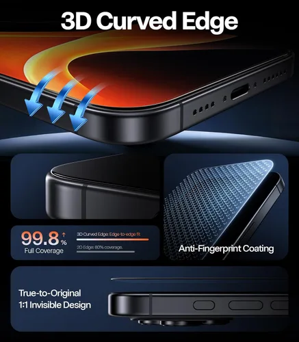 Vista 3 de TORRAS OrigArmor for iPhone 17 Pro Max Screen Protector, Anti-Reflection