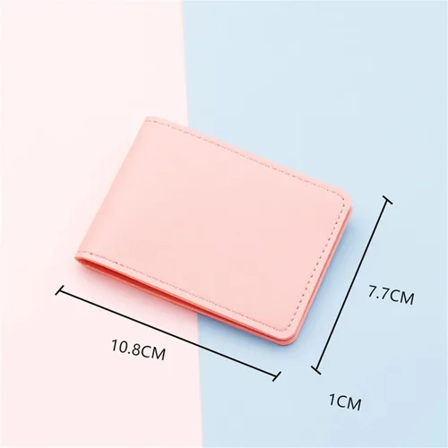 Vista 3 de MOLayys Plus - Funda de cuero para monedas, cartera corta de moda, color sólido, ranuras para tarjetas, cartera delgada para hombre, Amarillo