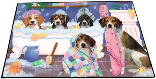 Vista 8 de Doggie of the Day American English Foxhound Dogs Floor Mat - 4th of July Independence Day - Best Dog Doormat - Protector Decor - Unique Portrait Art
