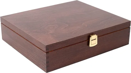 Vista 9 de Creative Deco Caja de té de madera marrón con tapa 12 compartimentos 11.4 x 9.8 x 3.0 in Madera natural Organizador de lujo