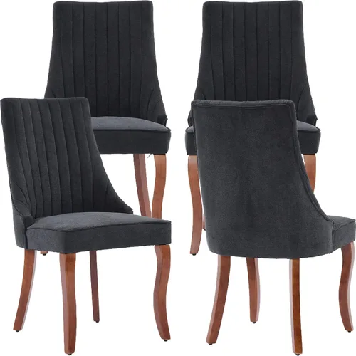 Vista 33 de Juego de 2 sillas de comedor modernas de mediados de siglo, tapizadas de tela beige, sillas de cocina y comedor, sillas de cocina con patas