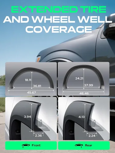 Vista 4 de YHTAUTO Guardabarros Estilo de Fábrica OE con Kit de Herrajes de Repuesto para Dodge Ram 1500 2009-2018, Ram 1500 Classic 2019-2022, Protector