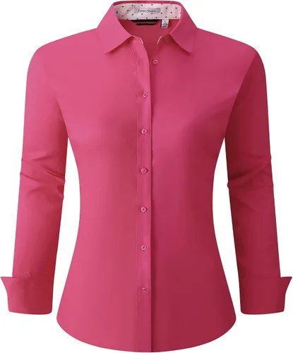 Vista 21 de Esabel.C - Camisa de trabajo con botones de manga larga para mujer, elástica, corte regular
