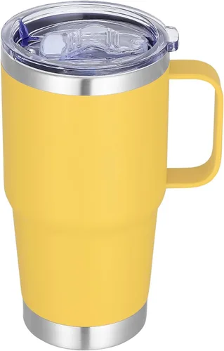 Vista 12 de Vaso térmico de acero inoxidable de 20 oz con asa, envase a granel, vasos termales metálicos aislados, taza de café de viaje con asa, vaso de doble