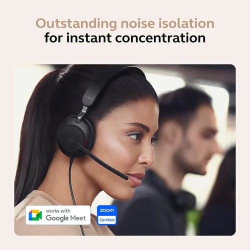 Vista 3 de Jabra Evolve2 40 SE (versión 2026) Auriculares mono con cancelación de ruido con cable - Cuenta con tecnología de llamada de 3 micrófonos y cable