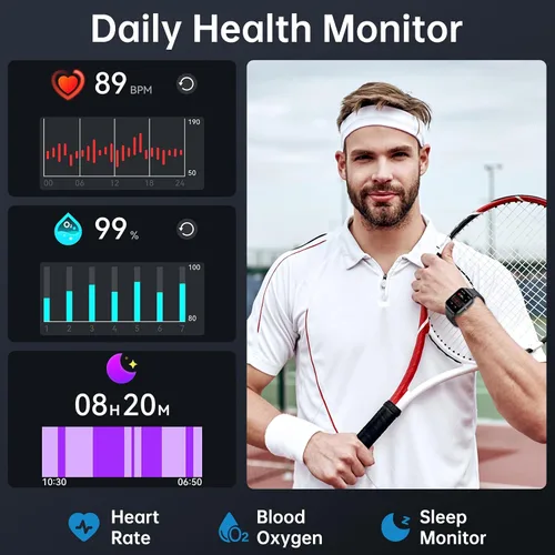 Vista 3 de Reloj Inteligente para Hombres y Mujeres, Rastreador de Fitness (Contestar/Hacer Llamadas), Batería de 1000 mAh, Más de 120 Modos Deportivos