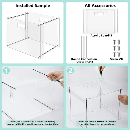Vista 5 de Dispowreath 24 Carpeta colgante con organizador acrílico para caja de almacenamiento de archivos de escritorio tamaño carta/A4 con asas