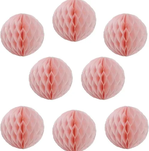 Vista 4 de 8 bolas de papel de panal de 8 pulgadas, bolas decorativas de panal de abeja, pompones de papel, bolas de flores, bolas colgantes de arte
