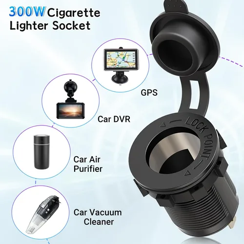 Vista 3 de Enchufe para Encendedor de Cigarrillos Qidoe Panel Divisor 12V 78W Salida USB 12V Doble USB C PD&QC3.0 Enchufe Cargador de Coche con Interruptor