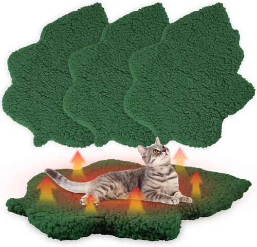 Vista 12 de Paquete de 3 camas autocalentables para mascotas con forma de hoja, autocalentable, tapete térmico lavable para erizo, conejo, planeador de azúcar