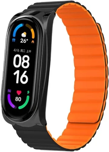 Vista 4 de Correa compatible con Xiaomi Mi Band 5, correa de silicona KangPlus con cierre magnético para mujeres y hombres, ajustable de 5.5-8.1 pulgadas Azul