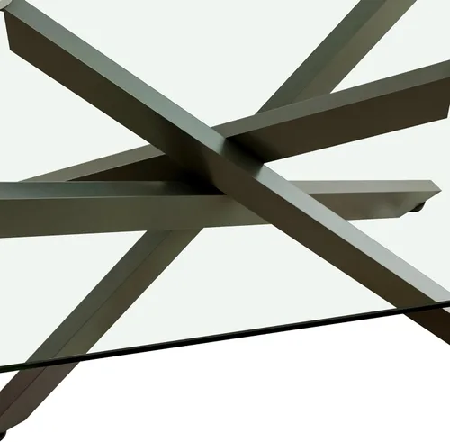 Vista 6 de Mesa de centro de cristal para sala de estar, moderna rectangular con parte superior de vidrio templado transparente y patas de metal, mesas de Negro