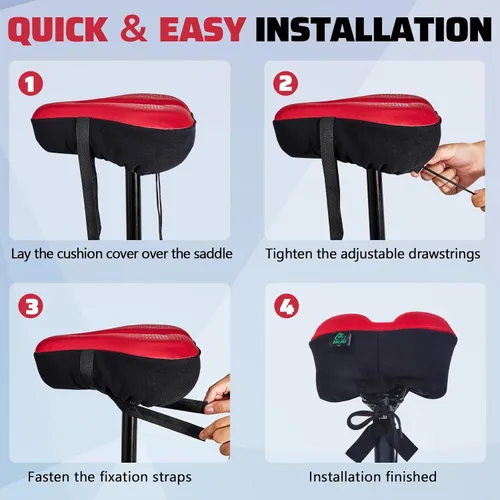 Vista 5 de Zacro Bike Seat Cushion - Padded Gel Bike Seat Cover for Men & Women, Padding Bicycle Saddle fit with Peloton/Spin Stationary Exercise/Mountain Road