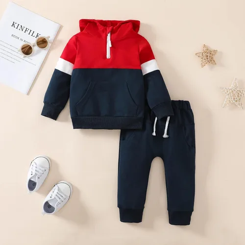 Vista 2 de Ropa de manga larga con capucha y pantalones casuales para niños y niñas pequeñas