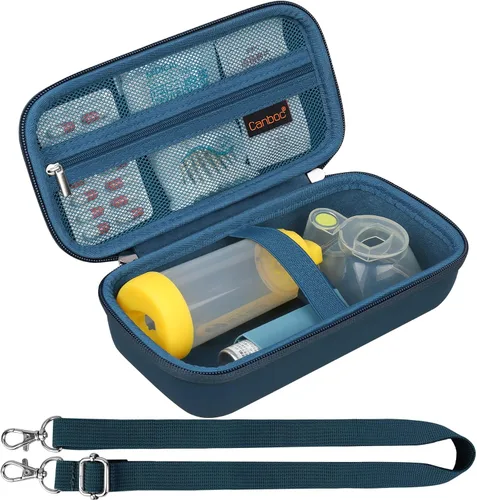 Vista 14 de Canboc Estuche de transporte de viaje para inhalador de asma, espaciador de mano para adultos y niños, máscaras, estuche rígido para inhaladores