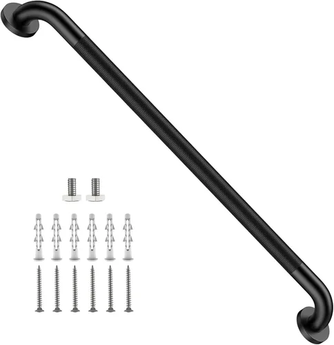Vista 10 de Barra de agarre para ducha negra de 12 pulgadas con agarre de goma antideslizante, ZUEXT Barra de agarre para baño de acero inoxidable, Barra